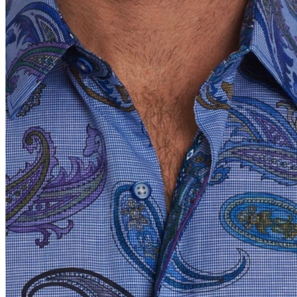 ROBERT GRAHAM ‘NOTRE DAME’ PAISLEY PRINT SHORT-SLEEVE CLASSIC FIT SHIRT - INDIGO - Picture 3 of 15